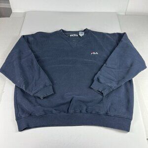 Y2K Fila Sweatshirt Adult Extra Large Blue Faded Small Logo Thrashed Crewneck